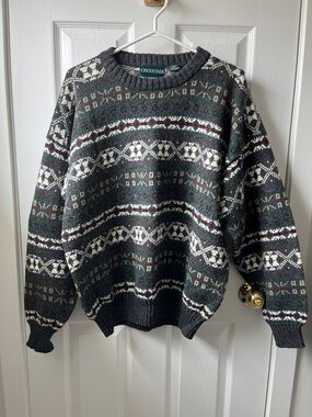 Vintage Patterned Crewneck Sweater